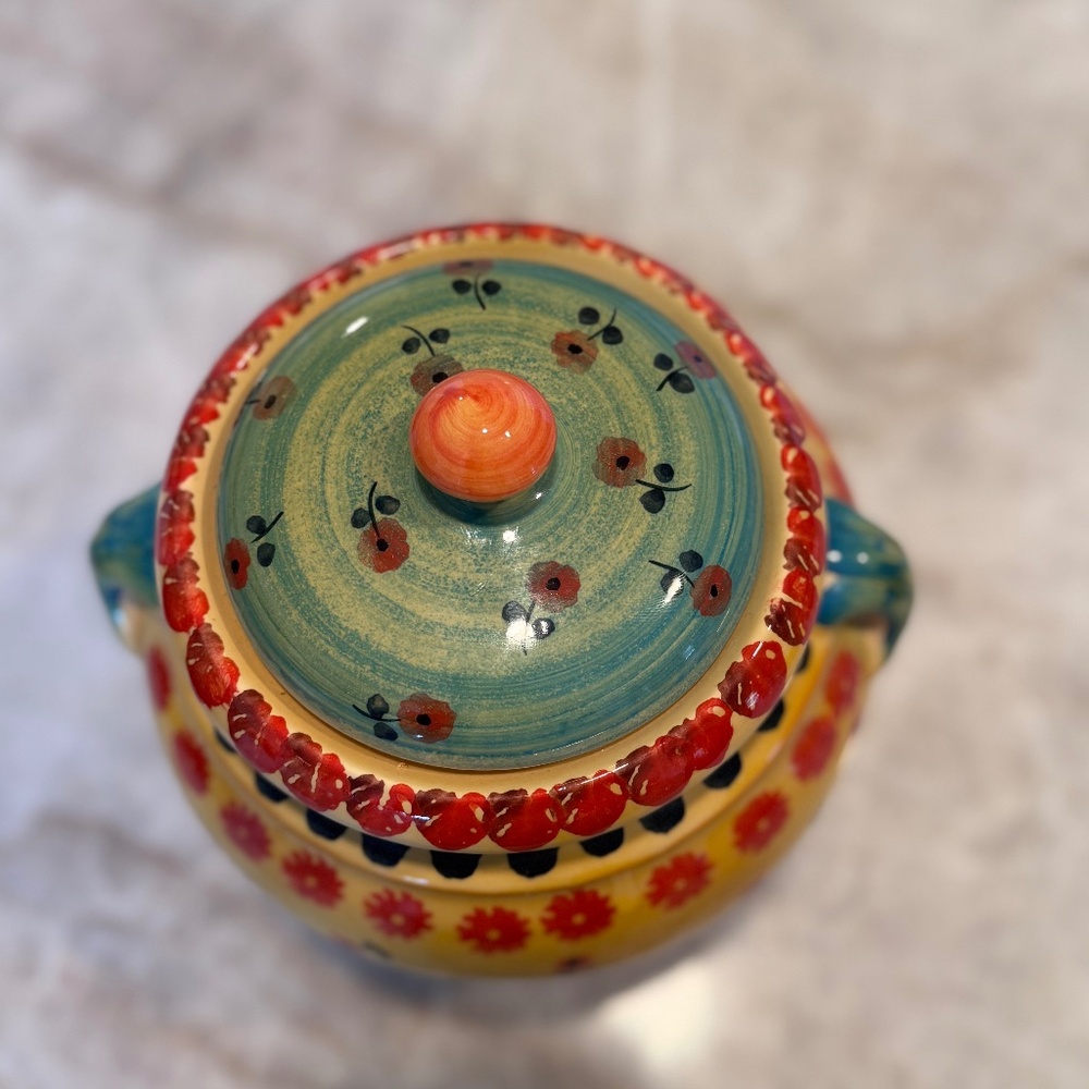 ⬇️💰⬇️Vintage Set of 3 Horchow Hand Painted Tuscan Rooster-inspired Canisters - Picture 10 of 16